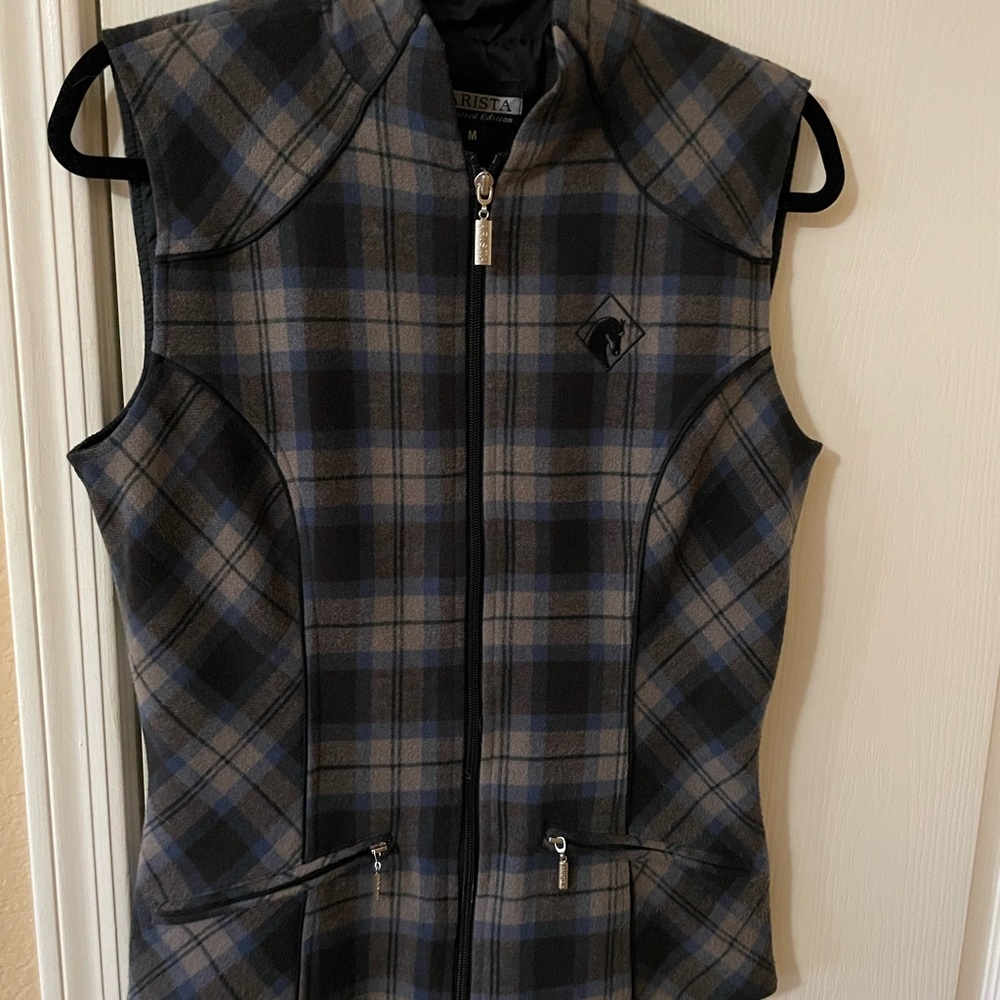 Arista Equestrian Women’s Plaid Vest - Blue and Gray